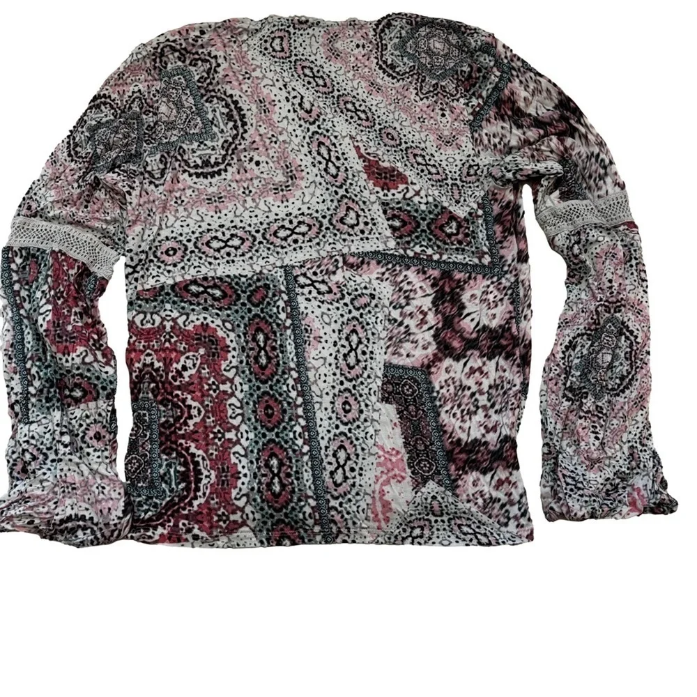 Haute Hippie Tribe Malia Printed Knit Surplice Top Summer Tapestry Size XS NEW - Picture 4 of 16